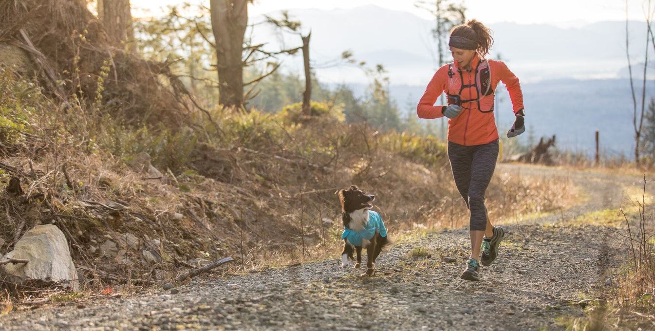 Krissy and her dog PD trail running together